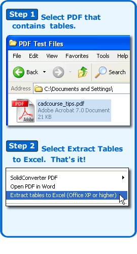 Всего два шага, чтобы выгрузить таблицы PDF в Excel 